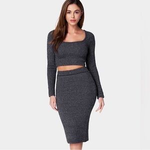 Bebe Lurex Eyelash Sweater Set